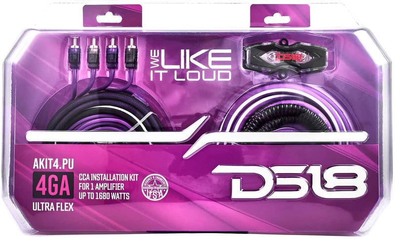 DS18 AKIT4.PU 4-GA Amplifier Installation Kit Up to 1680 Watts RMS, Mini-ANL Fuse Holder, Speaker & RCA Cables, CCA Amplifier Wiring Kit, Ultra Flex Wire, Amp Wire Kit, Amp Wiring Kit 4 Gauge - Purple - Image 5